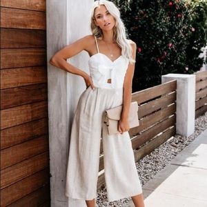 Bow-Front Wide Leg Jumpsuit